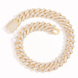 The Proud Moment® - 20mm Baguette Cut Moissanite Diamond Prong Cuban Link Chain in 14K Gold Necklaces 