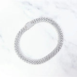The Proud Moment® - 20mm Baguette Cut Moissanite Diamond Prong Cuban Link Chain in White Gold 