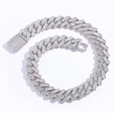 The Proud Moment® - 20mm Baguette Cut Moissanite Diamond Prong Cuban Link Chain in White Gold 