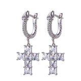 The Serpent ® - Diamond Snake Hoop Hanging Cross Earrings in White Gold by Bling Proud | Urban Jewelry Online Store