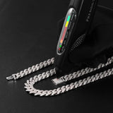 The Shining Moment II® - 12mm Iced Diamond Prong Link Cuban Choker Chain in White Gold Necklaces 