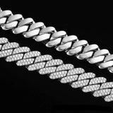 The Shining Moment II® - 12mm Iced Diamond Prong Link Cuban Choker Chain in White Gold Necklaces 