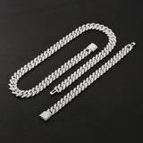 The Shining Moment II® - 12mm Iced Diamond Prong Link Cuban Choker Chain in White Gold Necklaces 