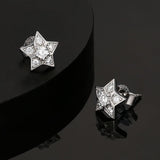 The Shining Star® - 925 Sterling Silver Star Diamond Stud Earrings 