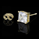 The Shining Stud® - 925 Sterling Silver Diamond Square Stud Earrings in 18K Gold Earrings 