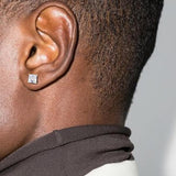 The Shining Stud® - 925 Sterling Silver Diamond Square Stud Earrings in 18K Gold Earrings 