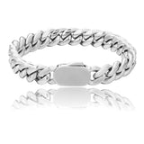 The Silver Lining Ⅱ® - Cuban Link Bracelet Silver White Gold (Push Button Clasp) by Bling Proud | Urban Jewelry Online Store