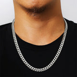 The Silver Lining® - 8mm Miami Cuban Link Chain White Gold Plated Necklaces 