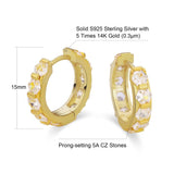 The Sparkling Circle® - 925 Sterling Silver Hexagon Diamond Hoop Earrings in 14K Gold Earrings 