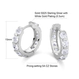 The Sparkling Circle® - 925 Sterling Silver Hexagon Diamond Hoop Earrings in White Gold Earrings 