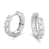 The Sparkling Circle® - 925 Sterling Silver Hexagon Diamond Hoop Earrings in White Gold by Bling Proud | Urban Jewelry Online Store