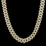 The Stunning Moment III® - 15mm Iced Out Diamond Prong Link Cuban Choker Chain in 14K Gold 