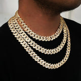The Stunning Moment III® - 15mm Iced Out Diamond Prong Link Cuban Choker Chain in 14K Gold 