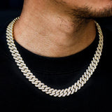 The Stunning Moment II® - 12mm Iced Diamond Prong Link Cuban Choker Chain in 14K Gold 
