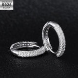 The Wealth Circle® - 925 Sterling Silver Iced Out Diamond Hoop Earrings in White Gold Earrings 