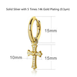 The Wisdom® -925 Sterling Silver Diamond Iced Out Hoop Dangle Iris Cross Mens Earrings Earrings 
