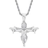 Torrent Shot Angel - 1.5inch Charms & Pendants Brass with CZ Stone Free Rope Chain White Gold