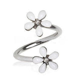 316L Stainless Steel White Wild Flower Twist Cartilage by Fashion Hut Jewelry