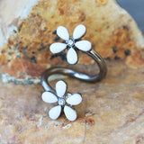 316L Stainless Steel White Wild Flower Twist Cartilage by Fashion Hut Jewelry
