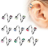 316L Surgical Steel Twist with Gemmed Balls by Fashion Hut Jewelry