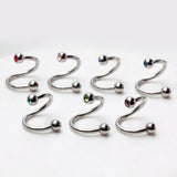 316L Surgical Steel Twist with Gemmed Balls by Fashion Hut Jewelry
