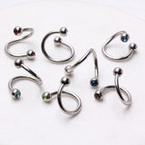 316L Surgical Steel Twist with Gemmed Balls by Fashion Hut Jewelry