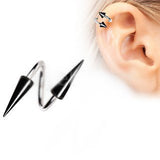 316L Surgical Steel Twist with Black PVD Plated Spikes by Fashion Hut Jewelry