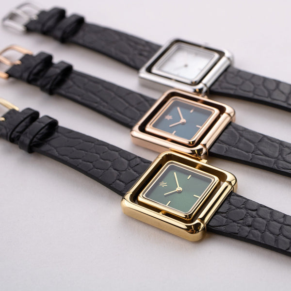 Black/Gold Leather Strap 18mm by VANNA