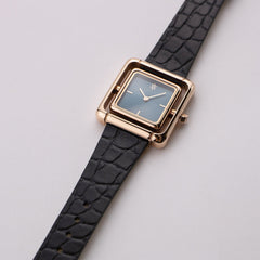 Black/Rose Gold Leather Strap 18mm by VANNA