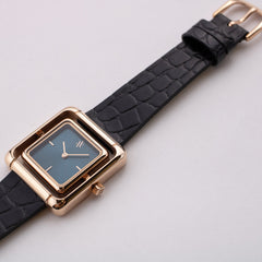 Black/Rose Gold Leather Strap 18mm by VANNA