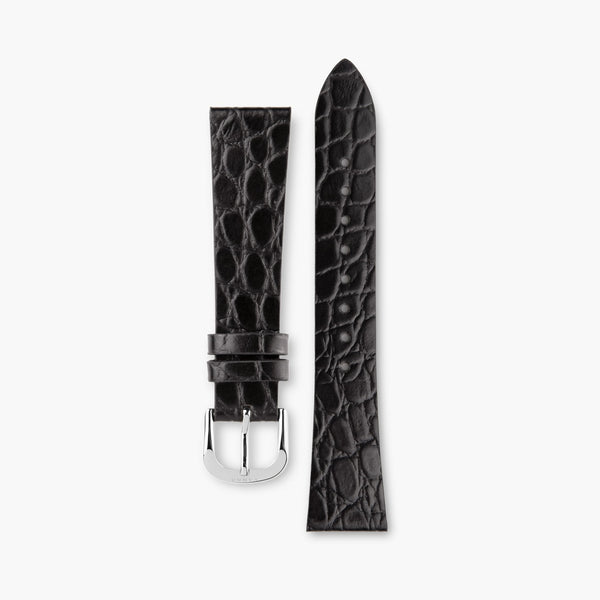 Black/Stainless Steel Leather Strap 18mm by VANNA