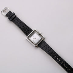 Black/Stainless Steel Leather Strap 18mm by VANNA