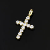 VVS Moissanite Solid Silver Cross Pendant in 14K Gold 