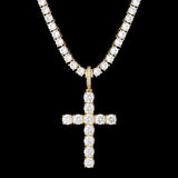 VVS Moissanite Solid Silver Cross Pendant in 14K Gold 