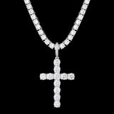 VVS Moissanite Solid Silver Cross Pendant in White Gold 