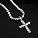 VVS Moissanite Solid Silver Cross Pendant in White Gold 