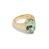 Green Stone Oval Gold Ring by Short & Suite
