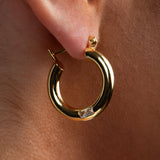 Small Crystal Stone Gold Hoop by Short & Suite