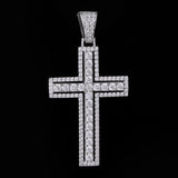 White Gold Iced Double Layered Cross Pendant by Bling Proud | Urban Jewelry Online Store