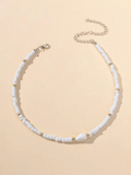 White Beaded Choker Necklace by Fashion Hut Jewelry