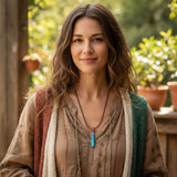 Turquoise Agate Crystal Pendant Leather Necklace