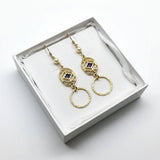 14 K Gold Filled Purple Crystal Circle Filigree Earrings