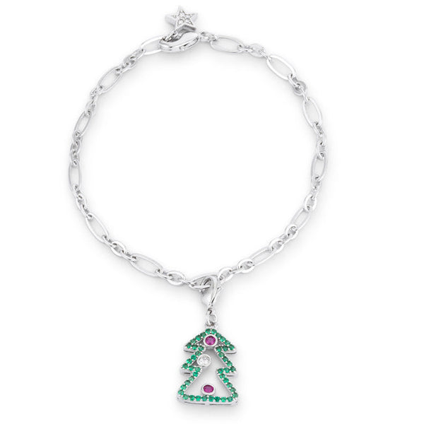 Christmas Tree 0.35ct CZ Holiday Charm Bracelet