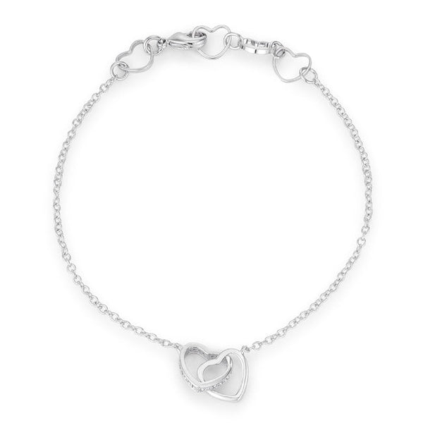 .12 Ct Interlocked Hearts Bracelet with CZ Accents