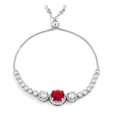 Adjustable Plated Graduated CZ Bolo Style Tennis Bracelet