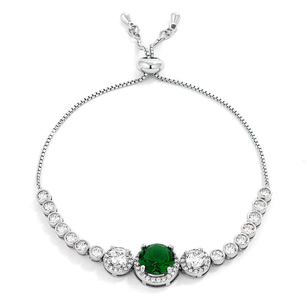 Adjustable Graduated CZ Bolo Style Tennis Bracelet