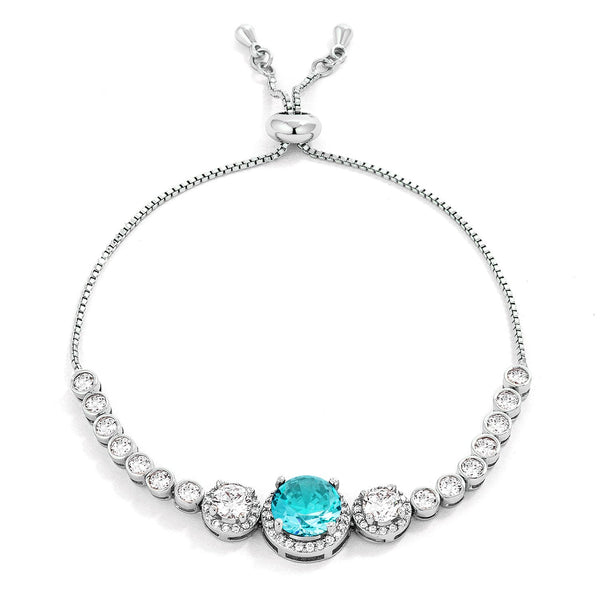 Adjustable Graduated CZ Bolo Style Tennis Bracelet