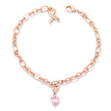 Breast Cancer Awareness Ribbon and Heart Charm Bracelet