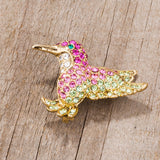 Multicolor Humming Bird Brooch With Crystals