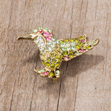 Multicolor Humming Bird Brooch With Crystals